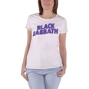 Black Sabbath Womens/Ladies Wavy Logo T-Shirt / White